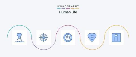 pacote de ícones humano azul 5, incluindo humano. coração humano. Recursos. formato de coração. esperma vetor