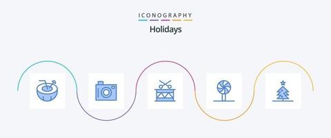 pacote de ícones de 5 feriados azuis, incluindo o natal. pirulito. Natal. feriado. Natal vetor