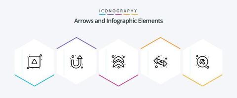 pacote de ícones de 25 linhas de seta, incluindo esquerda para cima. Setas; flechas. Setas; flechas. flecha. deixei vetor