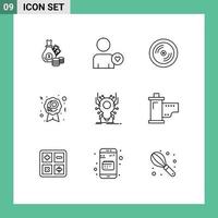 pacote de 9 contornos criativos de elementos de design de vetores editáveis de distintivo de cd de mulher inseto