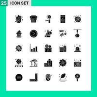 grupo de símbolos de ícones universais de 25 glifos sólidos modernos de elementos de design de vetores editáveis de construção de tecnologia bombástica