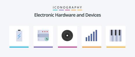 dispositivos flat 5 icon pack incluindo piano. teclado. álbum. áudio. telefone. design de ícones criativos vetor