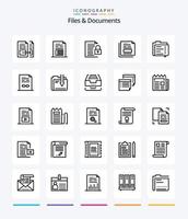 arquivos e documentos criativos 25 pacote de ícones de contorno, como documento. arquivo. cadeado. escritório. Arquivo vetor