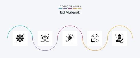 pacote de ícones eid mubarak glyph 5 incluindo celebração. lua. fita. pendurado. criativo vetor