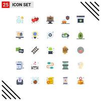conjunto de 25 sinais de símbolos de ícones de interface do usuário modernos para elementos de design de vetores editáveis de carro de segurança de cozimento de página da web