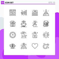 pacote de interface do usuário de 16 contornos básicos de elementos de design de vetor editável de software de gráfico de tecnologia de ovo