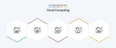 pacote de ícones de 25 linhas de computação em nuvem, incluindo nuvem. atividade. alarme . Sino vetor