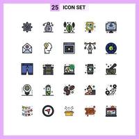grupo de símbolos de ícone universal de 25 cores planas de linha preenchida moderna de elementos de design de vetores públicos editáveis de crime cibernético de hacker