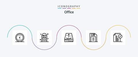 pacote de ícones da linha 5 do escritório, incluindo aprovado. retrô. arquivo. escritório. pra cima vetor