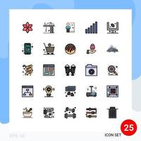 pacote de linha vetorial editável de 25 cores planas de linha preenchida simples de telefone de saída de sinal de campo elementos de design de vetores editáveis pessoais