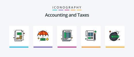 linha de impostos cheia de 5 ícones, incluindo finanças. imposto. arquivo. relatório. imposto. design de ícones criativos vetor