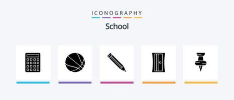 pacote de ícones do glifo 5 da escola, incluindo . escola. marcador. Educação. design de ícones criativos vetor