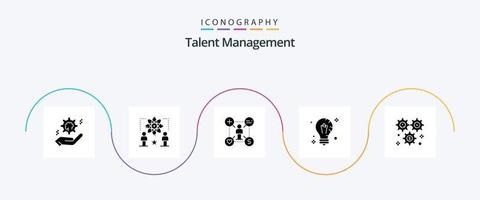 pacote de ícones de glifo 5 de gerenciamento de talentos, incluindo ideia. mente. cara. configuração. Curti vetor