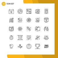 pacote de interface do usuário de 25 linhas básicas de elementos de design de vetores editáveis da web sagrada de halloween móvel