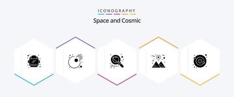 pacote de ícones de 25 glifos do espaço, incluindo satélite. lua. pesquisa. órbita. espaço vetor