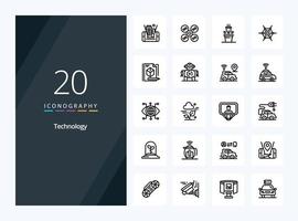 20 ícone de estrutura de tópicos de tecnologia para apresentação vetor