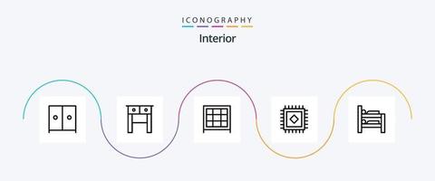 pacote de ícones da linha interior 5, incluindo . mobiliário. beliche vetor