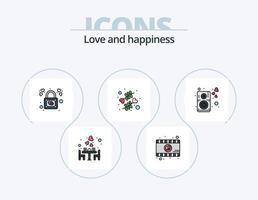 linha de amor cheia de ícones pack 5 design de ícones. coração. mapa. coração. Ame. destino vetor