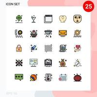 25 interface do usuário linha cheia pacote de cores planas de sinais e símbolos modernos de aplicativos de emoção de chamada elementos de design vetorial editáveis de mente irritada vetor