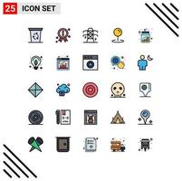 conjunto de 25 sinais de símbolos de ícones de interface do usuário modernos para economia jarra de moedas de poder ponteiro editável elementos de design vetorial vetor