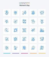 pacote de ícones azuis do dia 25 das mulheres criativas, como feminino. consciência. Gênero sexual. mulheres comemoram. oito vetor