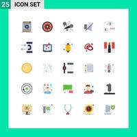 Pacote de cores planas de 25 interfaces de usuário de sinais e símbolos modernos do twitter off kiwi bell party elementos de design de vetores editáveis