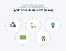 atributos esportivos e design de ícone plano de pacote de 5 ícones de treinamento esportivo. esquiar. atividade. saúde. esporte. agua vetor