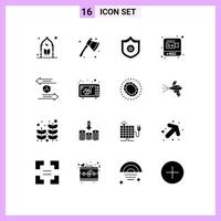 16 interface do usuário pacote de glifos sólidos de sinais e símbolos modernos de entrega vídeo cutelo gravação fotografia elementos de design de vetores editáveis