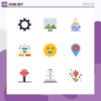 pacote de interface do usuário de 9 cores planas básicas de emojis retoque de fotos de escritório reunindo elementos de design de vetores editáveis modernos
