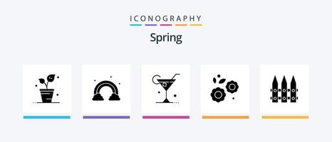 pacote de ícones de glifo de primavera 5, incluindo jardim. primavera. vidro. natureza. flor. design de ícones criativos vetor