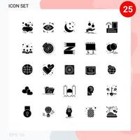 pacote de interface do usuário de 25 glifos sólidos básicos de elementos de design de vetores editáveis à mão do planeta do dinheiro do dispositivo