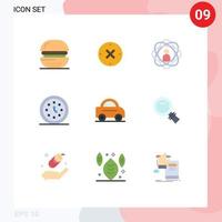 grupo de 9 sinais e símbolos de cores planas para relógios de ponto cancelar elementos de design de vetores editáveis de pesquisa de relógio