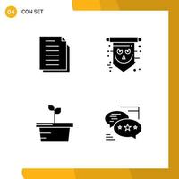 conjunto de 4 sinais de símbolos de ícones de interface do usuário modernos para copiar arquivos assustadores planta de halloween elementos de design de vetores editáveis