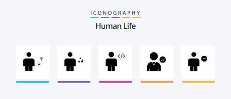 pacote de ícones do glifo humano 5, incluindo o uso. Verifica. humano. marcação. código. design de ícones criativos vetor