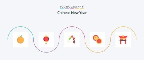 pacote de ícones do ano novo chinês plana 5 incluindo fogos de artifício. ano. lanterna. novo. China vetor