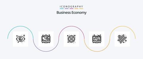 Pacote de ícones da linha econômica 5, incluindo serviços bancários. pra cima. tela. dinheiro. alvo vetor
