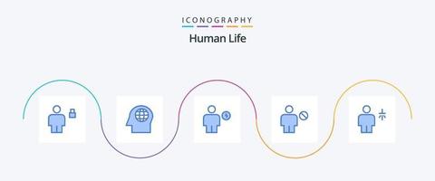 pacote de ícones humano azul 5, incluindo humano. corpo. avatar. bloqueado. humano vetor