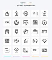 pacote de ícones de esboço de finanças criativas 25, como análises. diagrama. transporte. gráfico. filme vetor