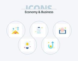 economia e negócios ícone plano pack 5 design de ícone. comprar. prancheta. finança. estratégia. o negócio vetor
