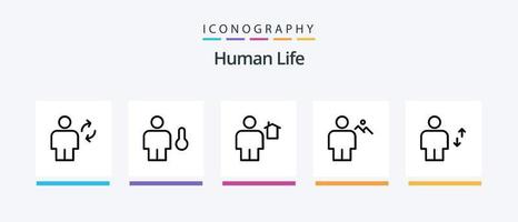 pacote de ícones da linha 5 humana, incluindo corpo. coração. avatar. amigo. o sinal. design de ícones criativos vetor