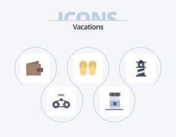 pacote de ícones planos de férias 5 design de ícones. . farol. dinheiro. de praia. pé vetor