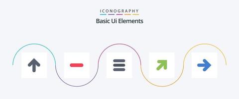 elementos básicos da interface do usuário flat 5 icon pack incluindo direito. frente. Lista. flecha. pra cima vetor