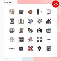 25 interface do usuário linha cheia pacote de cores planas de sinais e símbolos modernos de dados de arte coluna direta luz editável elementos de design vetorial vetor