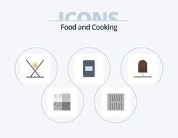 design de ícones do pacote de 5 ícones planos de comida. cozinha. feito. Comida. e. argamassas vetor