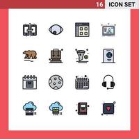 16 interface de usuário pacote de linhas preenchidas com cores planas de sinais e símbolos modernos de design de aplicativo de usuário website web editável elementos de design de vetor criativo