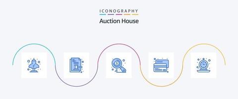 pacote de ícones de leilão azul 5, incluindo pagamento. cartão. lei. crédito. procurar vetor