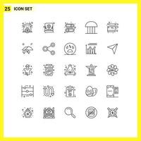 25 ícones criativos, sinais e símbolos modernos do tribunal do tribunal, corte do trevo, desabilitam elementos de design vetorial editáveis vetor