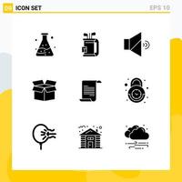 9 interface do usuário pacote de glifos sólidos de sinais e símbolos modernos de texto de alarme mudo arquivo de carga editável elementos de design vetorial vetor