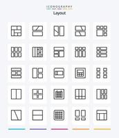 layout criativo 25 pacote de ícones de contorno, como formulário. imagem. zombar. edição. disposição vetor