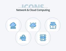 rede e computação em nuvem ícone azul pack 5 design de ícones. pasta. Informática. nuvem. tecnologia. nuvem vetor